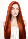Disney Kim Possible Long Straight Yaki Reddish Orange Lace Front Synthetic Hair Wig LF624