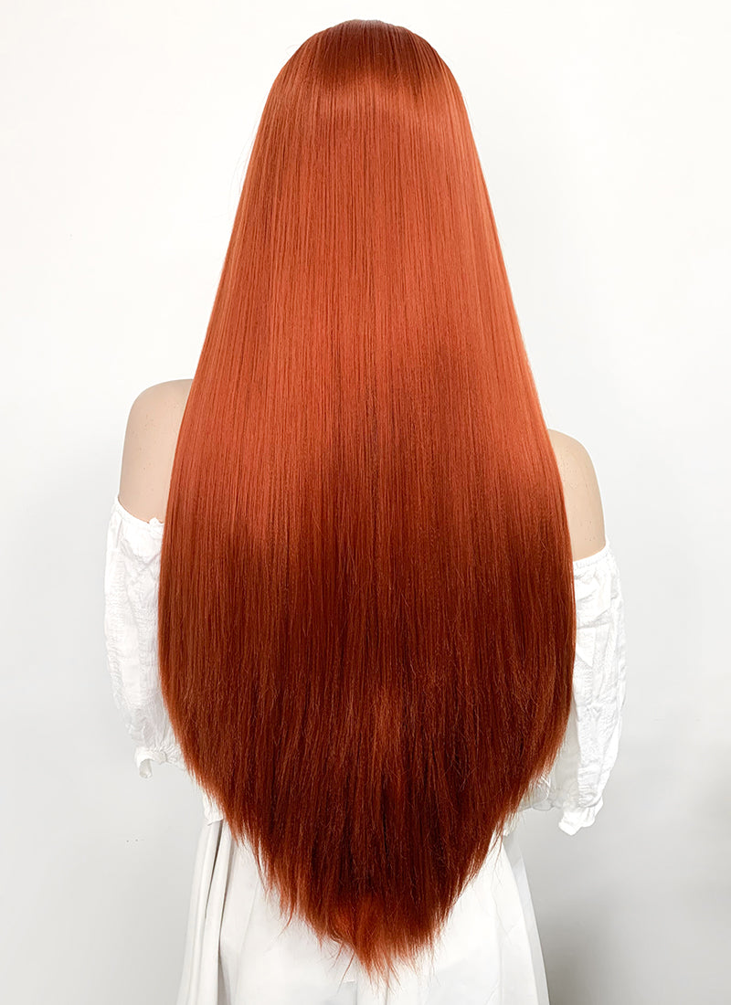  Kalisa Orange Brown Lace Wig Long Straight Auburn