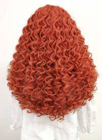 Long Spiral Curly Reddish Orange Lace Front Synthetic Hair Wig LF663J - CosplayBuzz