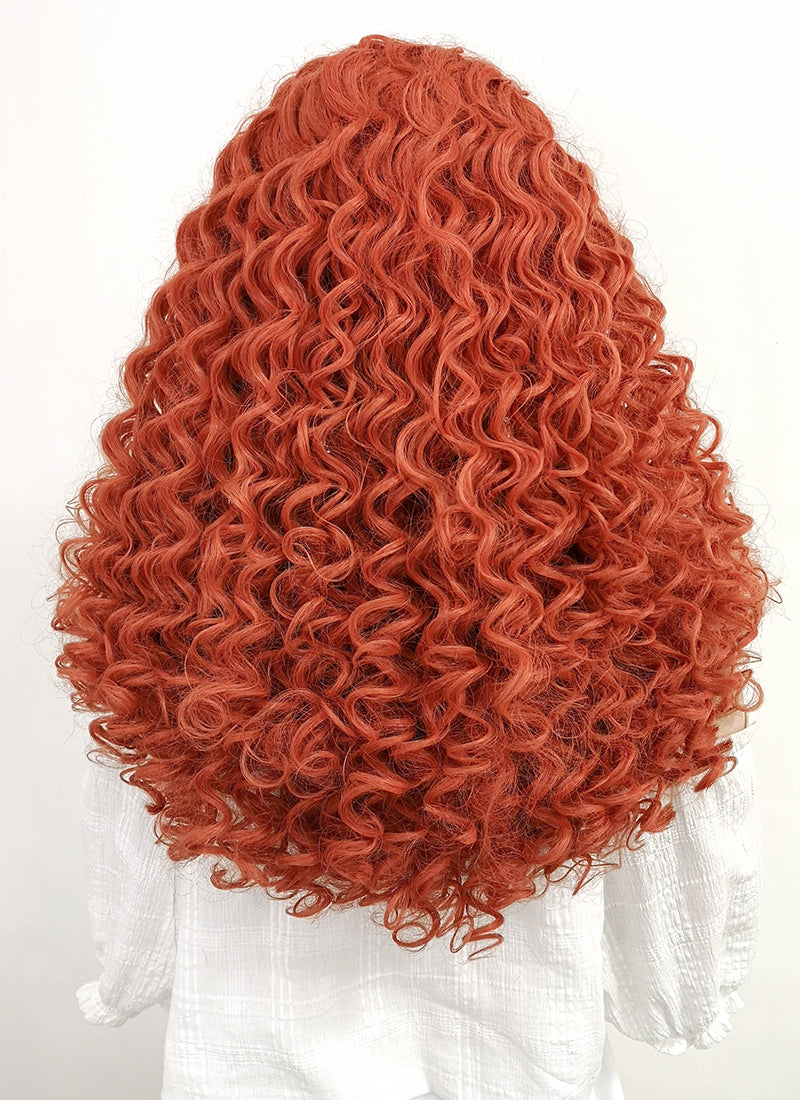 Long Spiral Curly Reddish Orange Lace Front Synthetic Hair Wig LF663J - CosplayBuzz