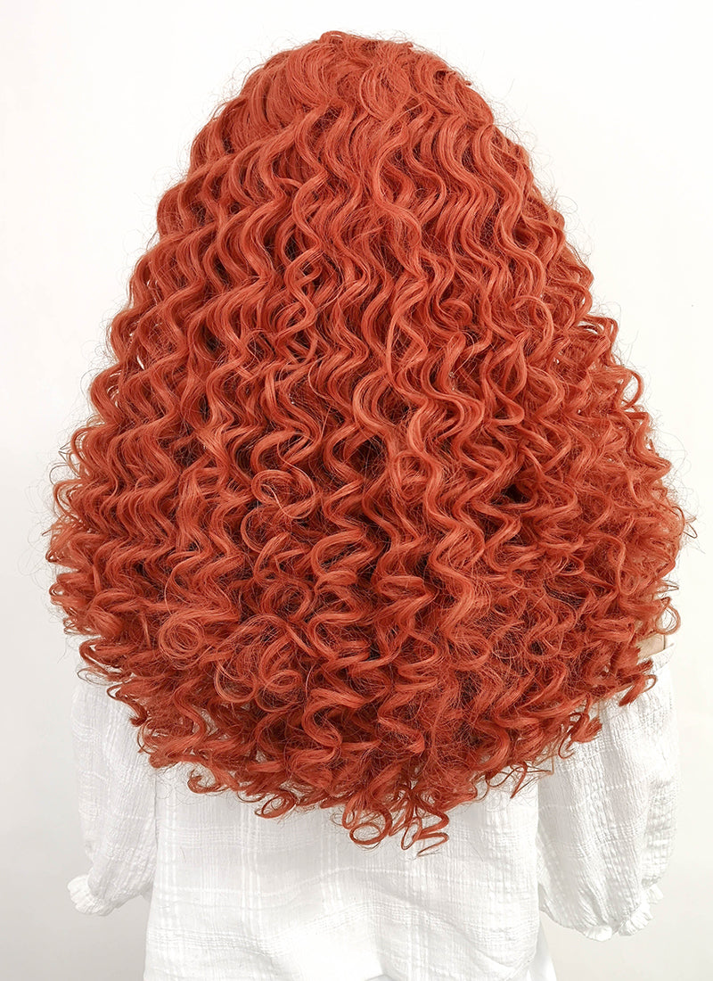 Disney Brave Merida Cosplay Long Spiral Curly Reddish Orange Lace Front Synthetic Hair Wig LF663J - CosplayBuzz