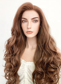 Long Curly Chestnut Brown Lace Front Synthetic Hair Wig LF667J