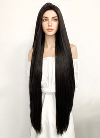 Long Straight Yaki Natural Black Lace Front Synthetic Hair Wig LF701A
