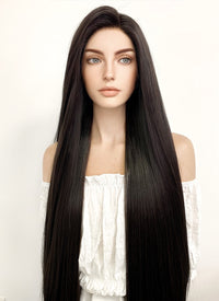Long Straight Yaki Natural Black Lace Front Synthetic Hair Wig LF701A