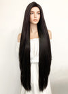 Long Straight Yaki Natural Black Lace Front Synthetic Hair Wig LF701A