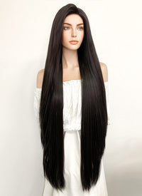 Long Straight Yaki Natural Black Lace Front Synthetic Hair Wig LF701A