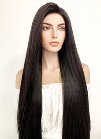 Long Straight Yaki Natural Black Lace Front Synthetic Hair Wig LF701A