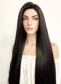 Long Straight Yaki Natural Black Lace Front Synthetic Hair Wig LF701A