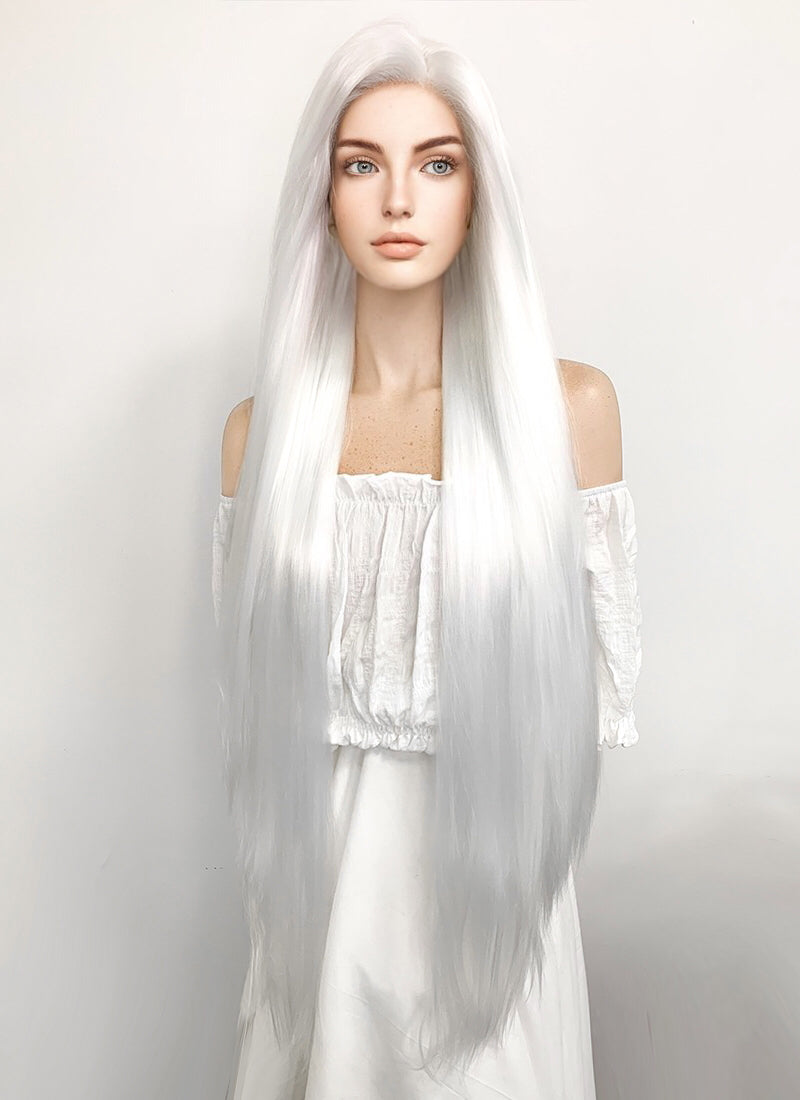 Long Straight Yaki White Lace Front Synthetic Hair Wig LF701B