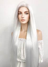 Long Straight Yaki White Lace Front Synthetic Hair Wig LF701B