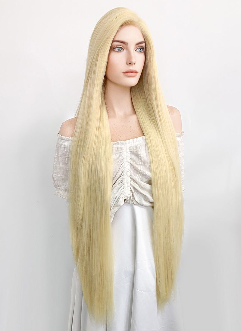 Long Straight Yaki Blonde Lace Front Synthetic Hair Wig LF701E