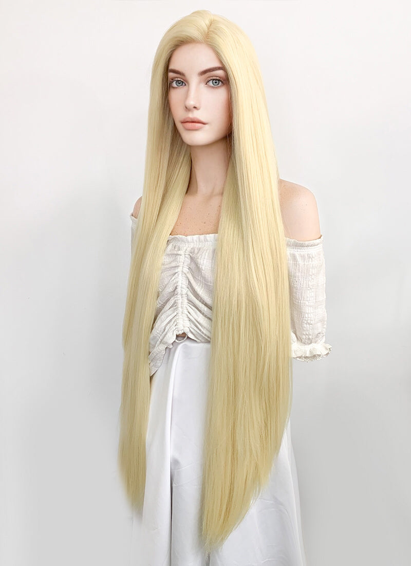 Long Straight Yaki Blonde Lace Front Synthetic Hair Wig LF701E