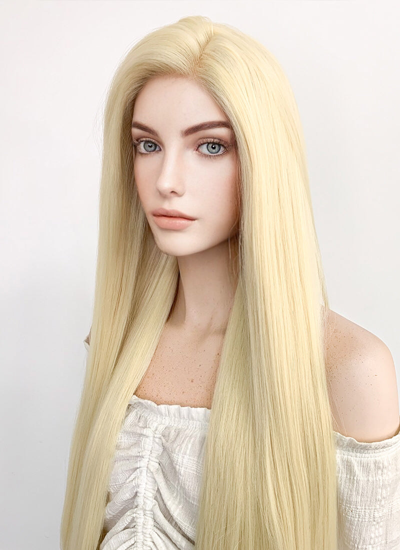 Long Straight Yaki Blonde Lace Front Synthetic Hair Wig LF701E