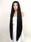 Long Straight Yaki Jet Black Lace Front Synthetic Hair Wig LF701R