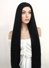 Long Straight Yaki Jet Black Lace Front Synthetic Hair Wig LF701R