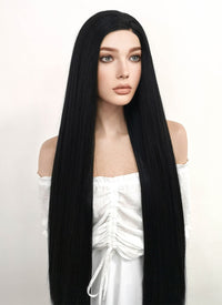 Long Straight Yaki Jet Black Lace Front Synthetic Hair Wig LF701R