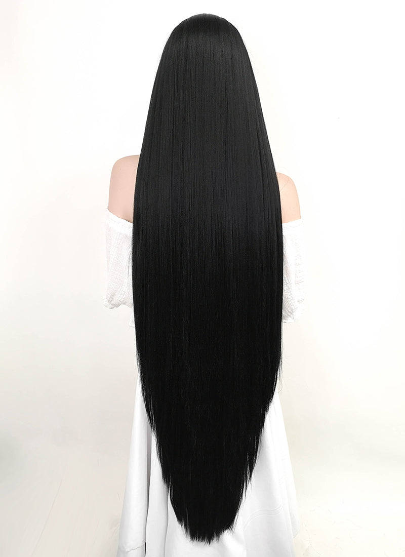Long Straight Yaki Jet Black Lace Front Synthetic Hair Wig LF701R - CosplayBuzz