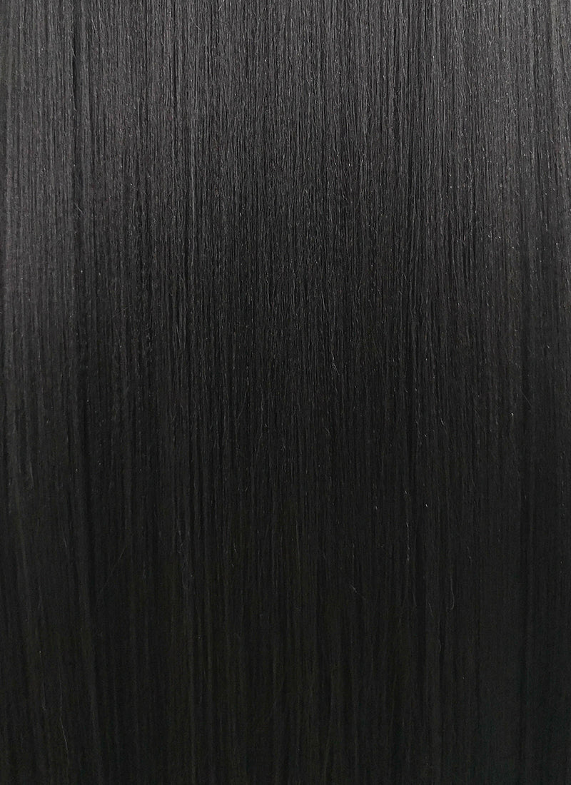 Long Straight Yaki Jet Black Lace Front Synthetic Hair Wig LF701R - CosplayBuzz