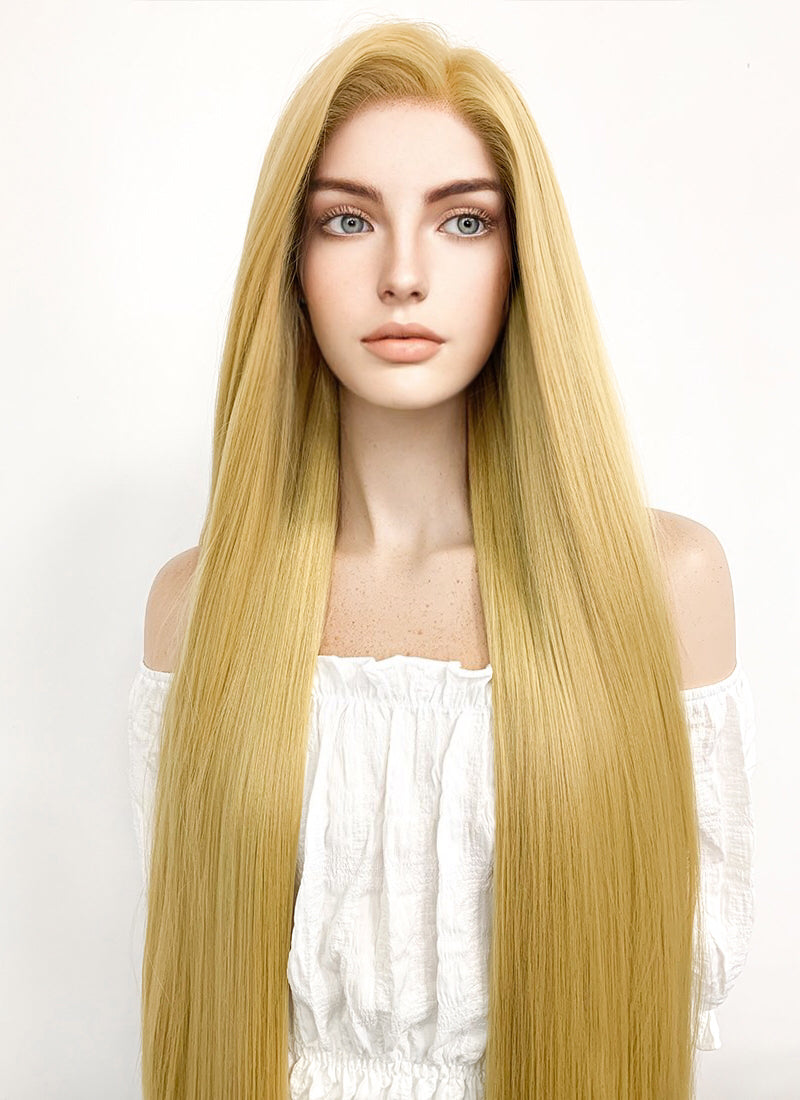 Long Straight Yaki Blonde Lace Front Synthetic Hair Wig LF701S