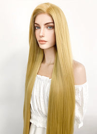 Long Straight Yaki Blonde Lace Front Synthetic Hair Wig LF701S