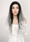 Long Wavy Black Grey White Mixed Lace Front Synthetic Hair Wig LF781