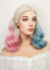 Suicide Squad Harley Quinn Medium Blonde Pink Blue Lace Front Synthetic Hair Wig LF853E