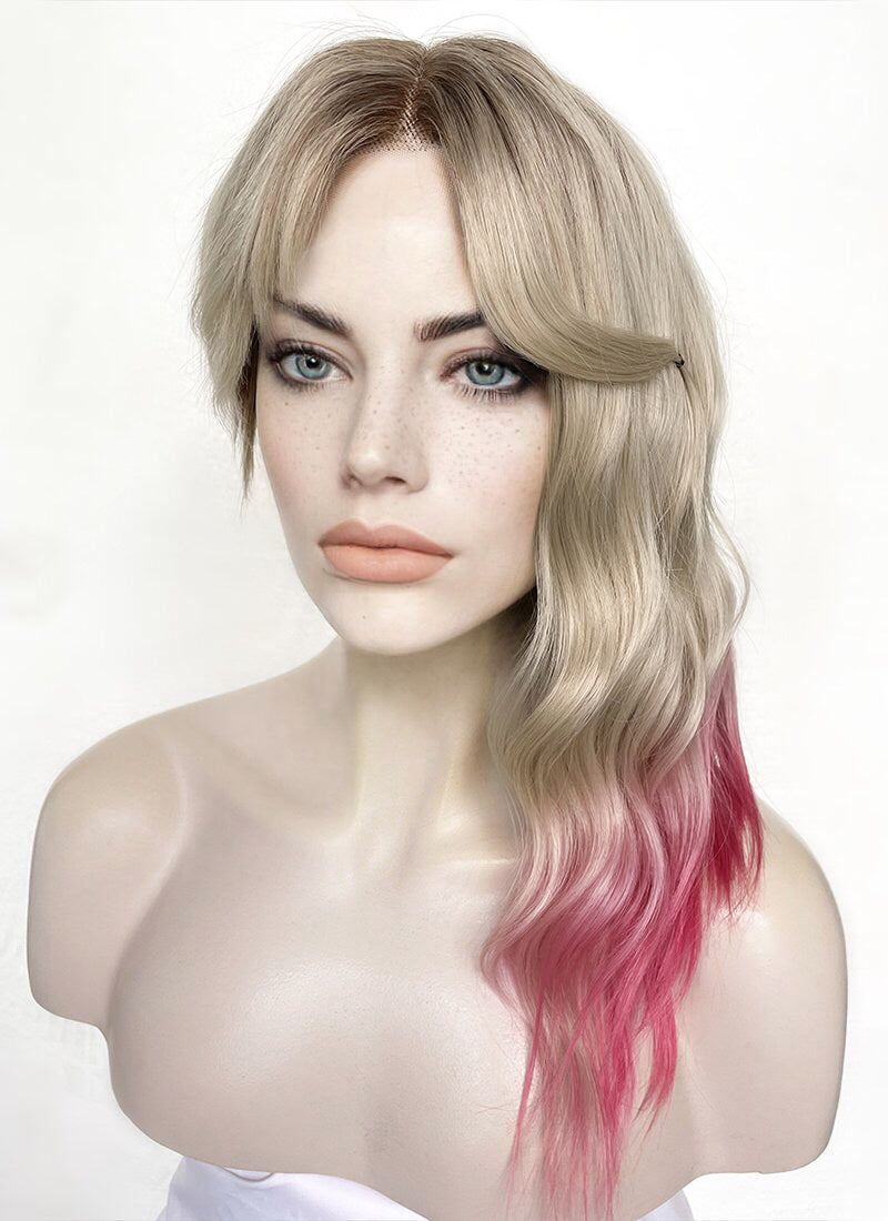 Spider-Man: Across the Spider-Verse Gwen Stacy Blonde Pink Ombre With Dark Roots Lace Front Synthetic Wig LFK5548