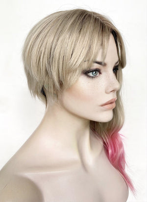 Spider-Man: Across the Spider-Verse Gwen Stacy Blonde Pink Ombre With Dark Roots Lace Front Synthetic Wig LFK5548
