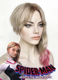 Spider-Man: Across the Spider-Verse Gwen Stacy Blonde Pink Ombre With Dark Roots Lace Front Synthetic Wig LFK5548