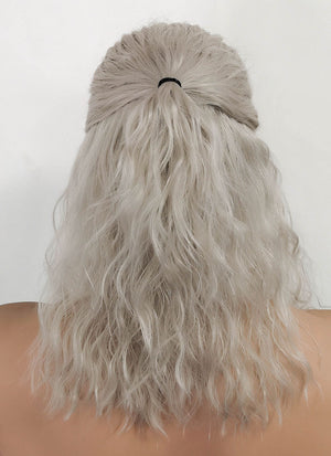 The Witcher Geralt of Rivia Curly Silver Grey Lace Front Wig LFX5127