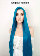 League of Legends LOL Jinx Long Straight Turquoise Blue Lace Front Synthetic Wig LN6020