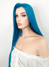 League of Legends LOL Jinx Long Straight Turquoise Blue Lace Front Synthetic Wig LN6020