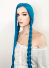 League of Legends LOL Jinx Long Straight Turquoise Blue Lace Front Synthetic Wig LN6020
