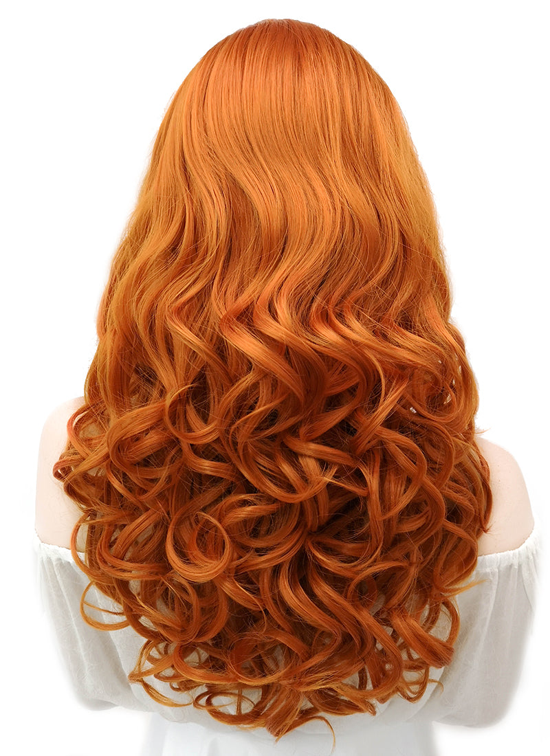 Long Wavy Pumpkin Orange Lace Front Synthetic Hair Wig LW085E