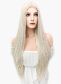 Long Straight Platinum Blonde Lace Front Synthetic Hair Wig LW150D