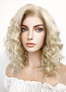 Medium Wavy Pastel Ash Blonde Lace Front Synthetic Hair Wig LW4017