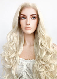 Marvel Micronauts Marionette Cosplay Long Curly Platinum Blonde Lace Front Synthetic Hair Wig LW667F