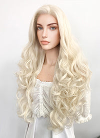 Marvel Micronauts Marionette Cosplay Long Curly Platinum Blonde Lace Front Synthetic Hair Wig LW667F