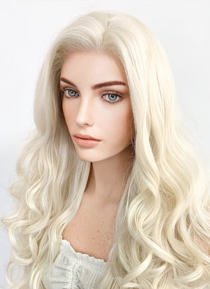 Long Curly Platinum Blonde Lace Front Synthetic Hair Wig LW667F