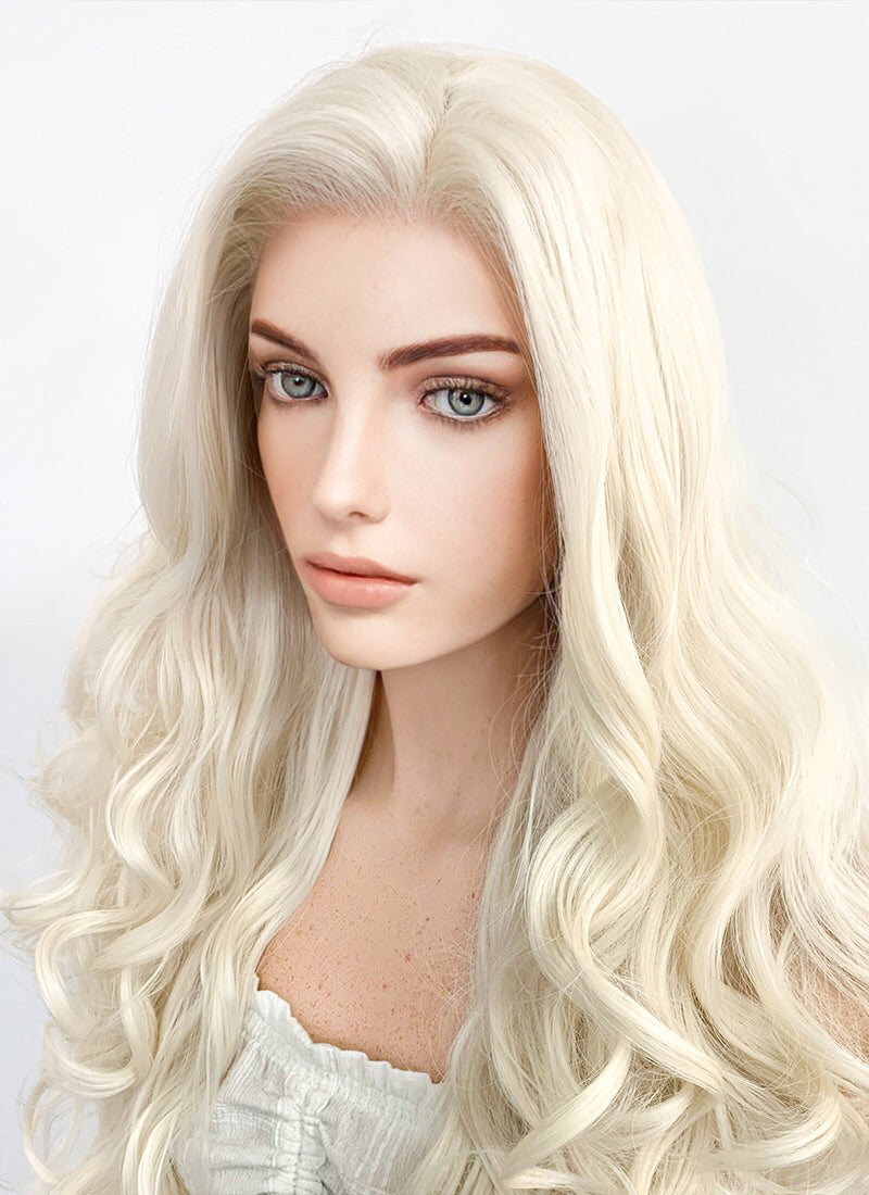 Marvel Micronauts Marionette Cosplay Long Curly Platinum Blonde Lace Front Synthetic Hair Wig LW667F