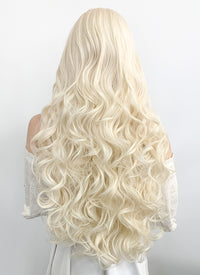 Long Curly Platinum Blonde Lace Front Synthetic Hair Wig LW667F