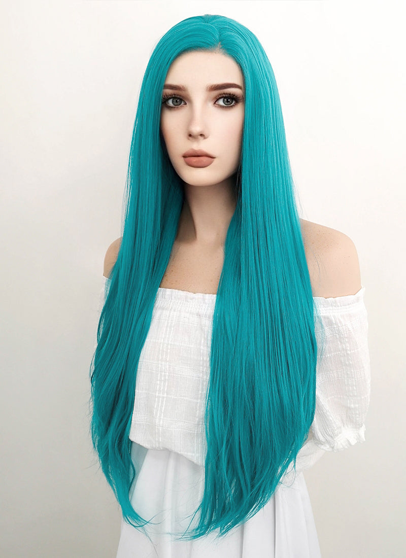 Long Straight Turquoise Blue Lace Front Synthetic Hair Wig LW714A
