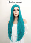 League of Legends LOL Jinx Long Wavy Turquoise Blue Lace Front Synthetic Hair Wig LW714A