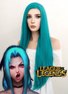 League of Legends LOL Jinx Long Wavy Turquoise Blue Lace Front Synthetic Hair Wig LW714A
