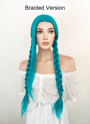 Long Straight Turquoise Blue Lace Front Synthetic Hair Wig LW714A