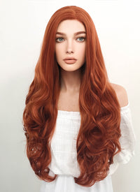 Long Curly Reddish Brown Lace Front Synthetic Hair Wig LW735