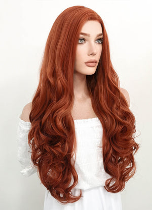 Long Curly Reddish Brown Lace Front Synthetic Hair Wig LW735