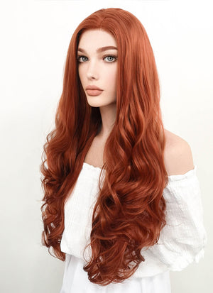 Long Curly Reddish Brown Lace Front Synthetic Hair Wig LW735