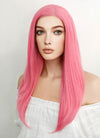 Long Straight Pastel Pink Lace Front Synthetic Hair Wig LW769C