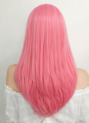 Long Straight Pink Lace Front Synthetic Hair Wig LW769C - CosplayBuzz